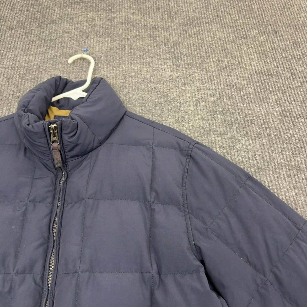 J CREW Jacket Mens L Navy Blue Cotton Nylon Down Fill Mock Neck Puffer Outdoor